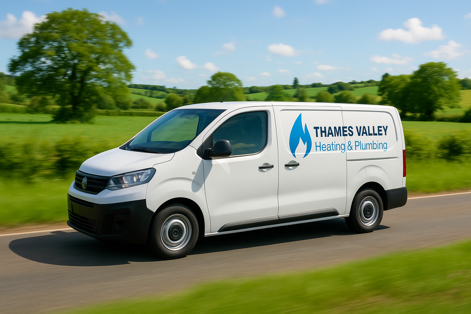 Thames Valley Heating & Plumbing service van in countryside